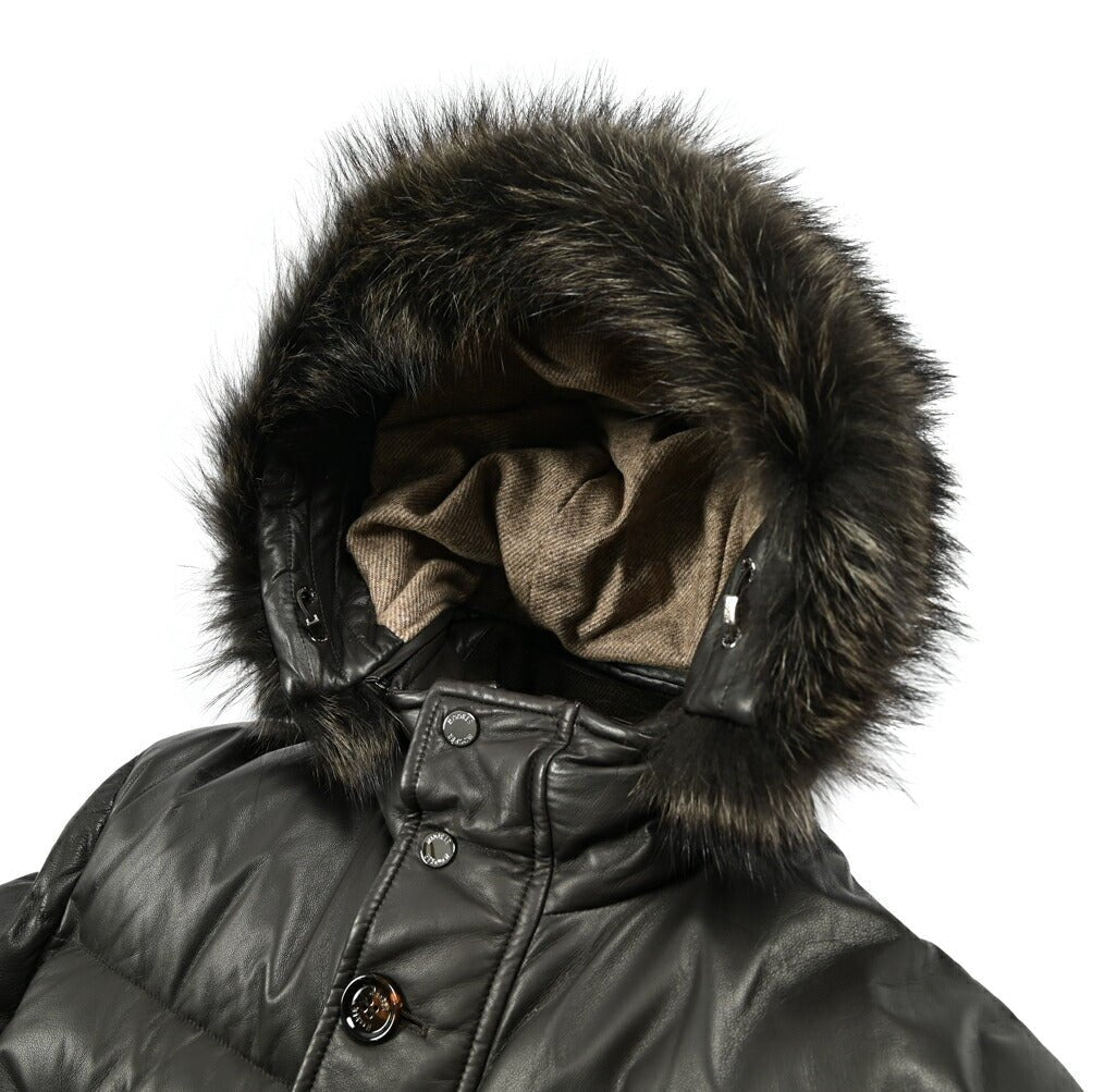 MOORER "BARBIERI - PE" ファーフード付きダウンレザーコート｜420382 - 46｜GUARDAROBA MILANO OFFICIAL STORE