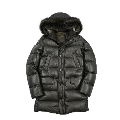 MOORER "BARBIERI - PE" ファーフード付きダウンレザーコート｜420382 - 46｜GUARDAROBA MILANO OFFICIAL STORE