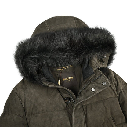 MOORER "BARBIERI - UR" スエードレザー ファーフード付きダウンコート｜420418｜GUARDAROBA MILANO OFFICIAL STORE