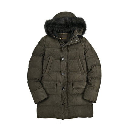 MOORER "BARBIERI - UR" スエードレザー ファーフード付きダウンコート｜420418｜GUARDAROBA MILANO OFFICIAL STORE