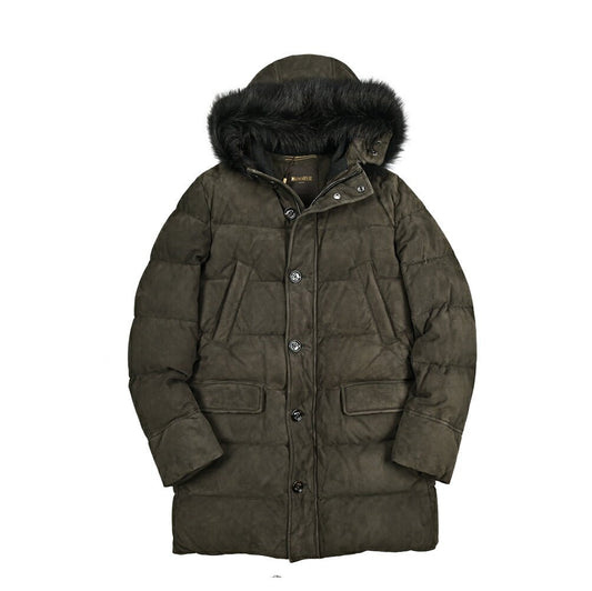 MOORER "BARBIERI - UR" スエードレザー ファーフード付きダウンコート｜420418｜GUARDAROBA MILANO OFFICIAL STORE