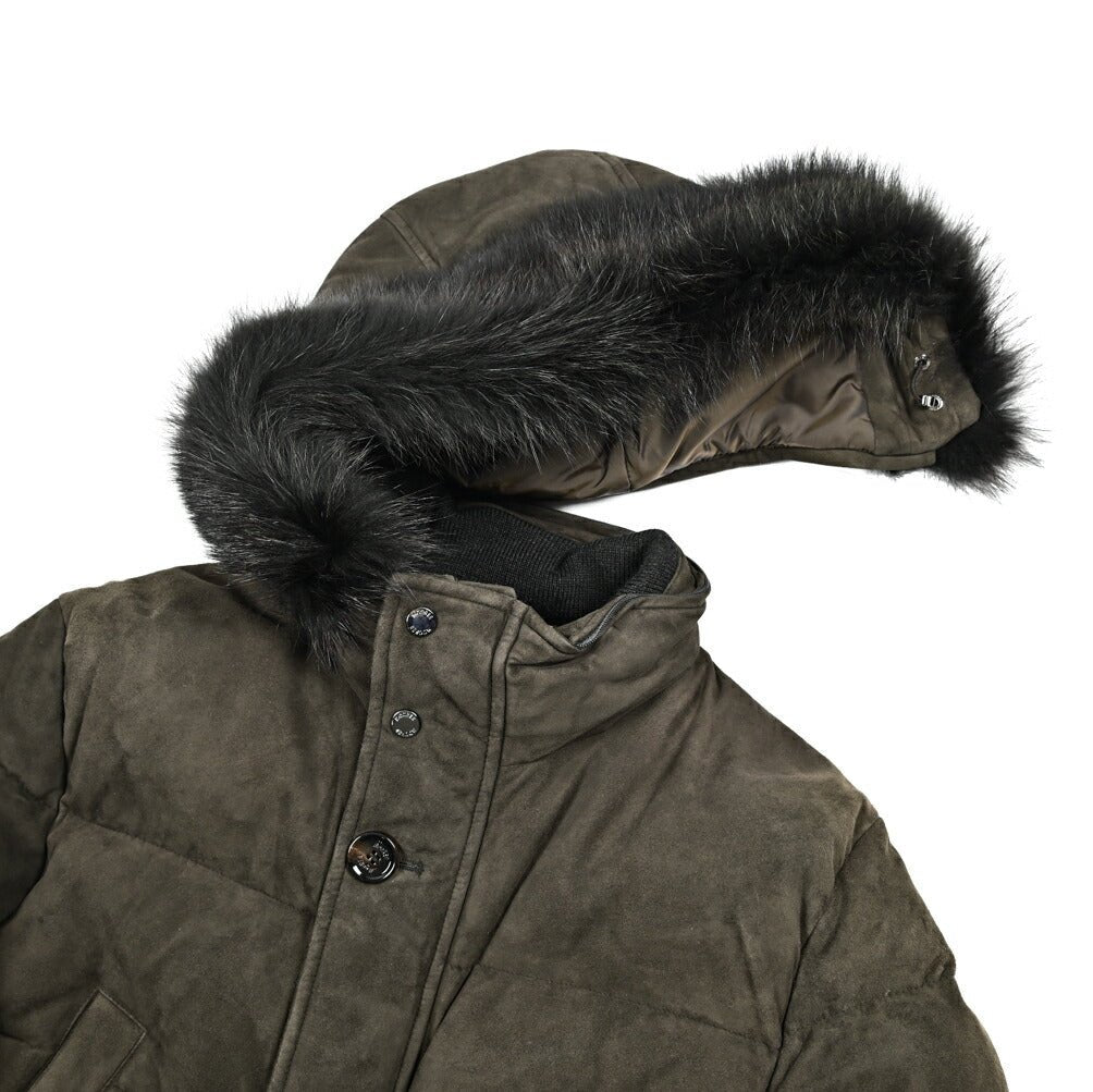 MOORER "BARBIERI - UR" スエードレザー ファーフード付きダウンコート｜420418｜GUARDAROBA MILANO OFFICIAL STORE