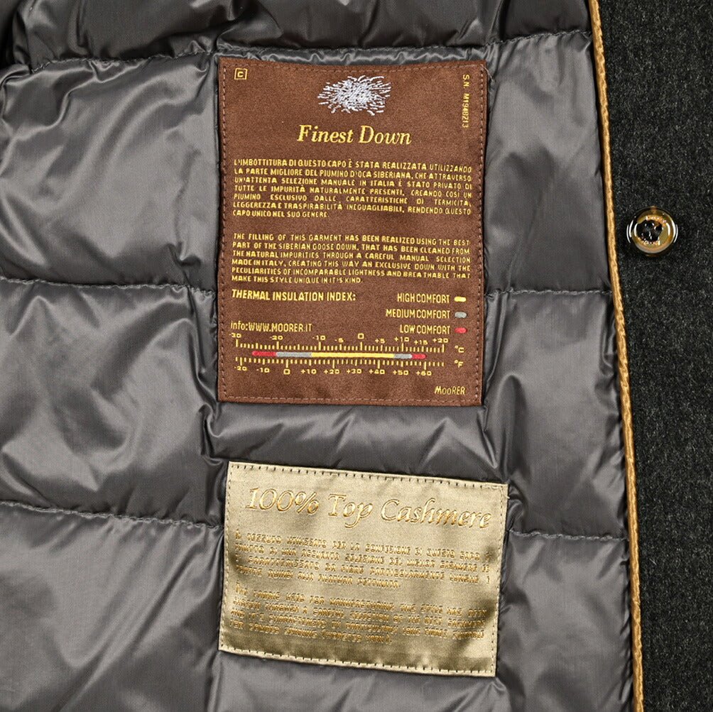 MOORER "BASSI - CS" カシミヤ100% ラビットファーライナー付きダウンコート / ACQUA PROOF (防水)｜420435 - 48｜GUARDAROBA MILANO OFFICIAL STORE