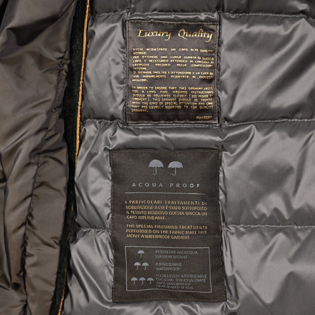 MOORER "BASSI - CS" カシミヤ100% ラビットファーライナー付きダウンコート / ACQUA PROOF (防水)｜420435 - 48｜GUARDAROBA MILANO OFFICIAL STORE