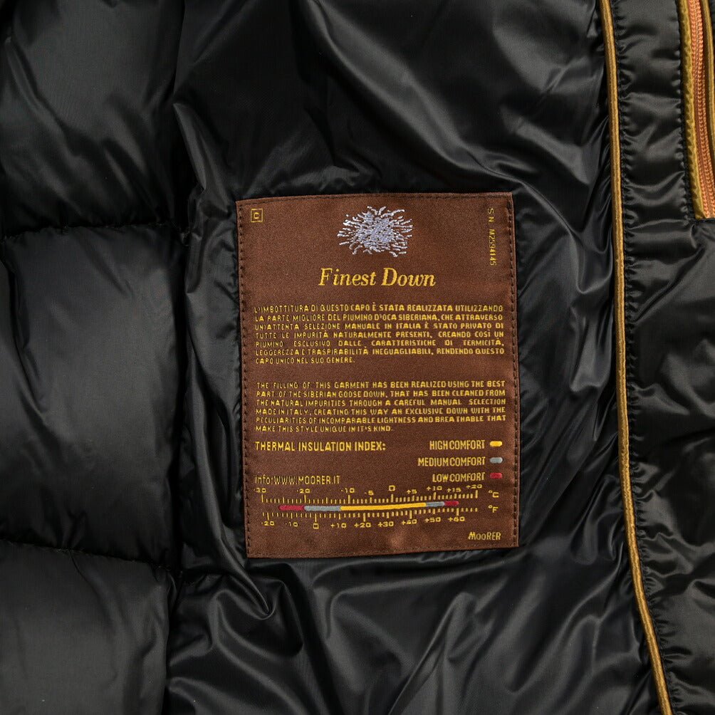 MOORER “BRETT-SH” ナイロン100% フード付きダウンジャケット / ACQUA RESISTANT(撥水) ブラック(ASFALTO) 42 | GUARDAROBA MILANO OFFICIAL STORE