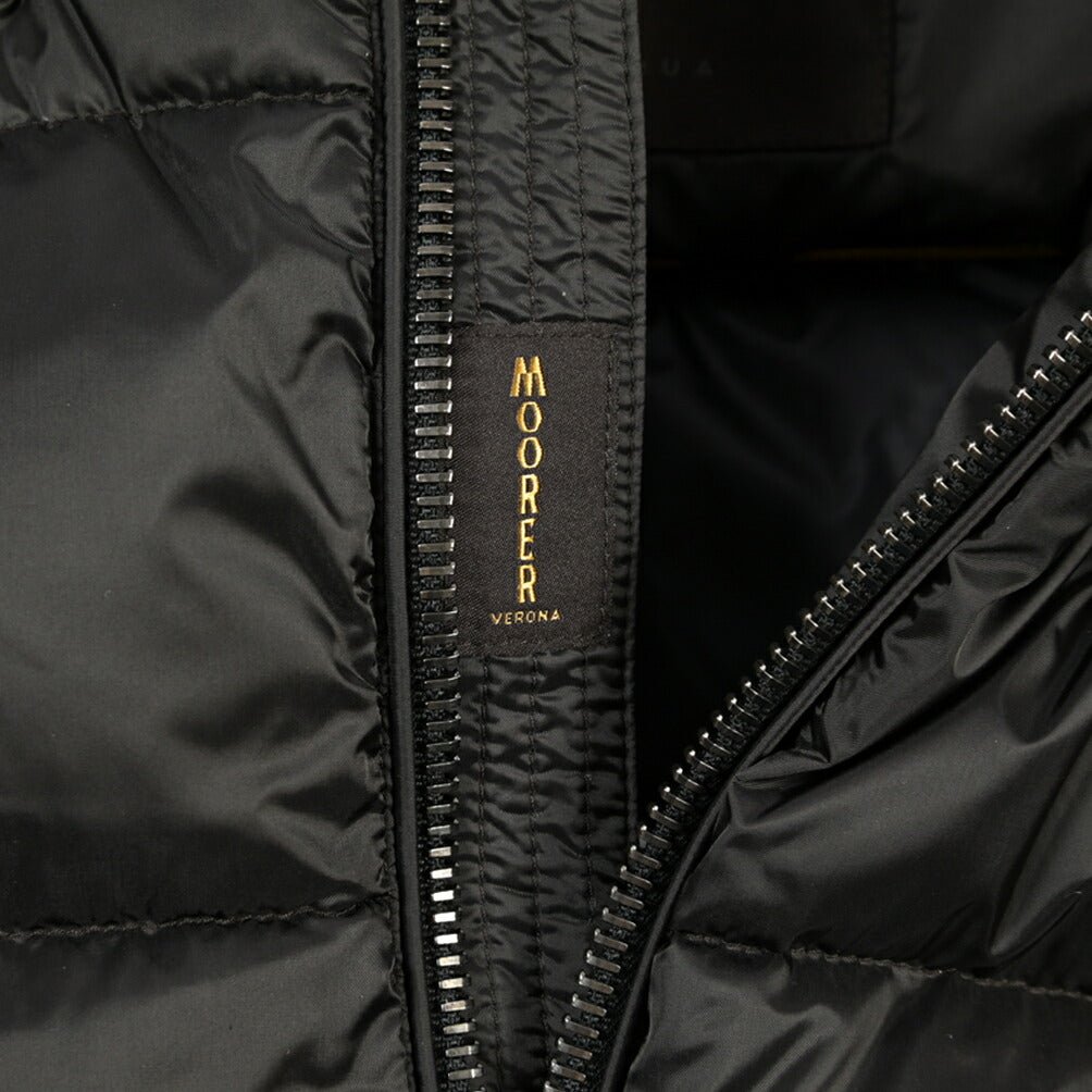 MOORER “BRETT-SH” ナイロン100% フード付きダウンジャケット / ACQUA RESISTANT(撥水) ブラック(ASFALTO) 42 | GUARDAROBA MILANO OFFICIAL STORE