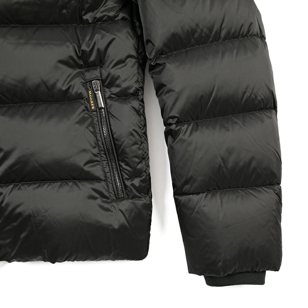 MOORER “BRETT-SH” ナイロン100% フード付きダウンジャケット / ACQUA RESISTANT(撥水) ブラック(ASFALTO) 42 | GUARDAROBA MILANO OFFICIAL STORE