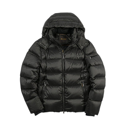 MOORER “BRETT-SH” ナイロン100% フード付きダウンジャケット / ACQUA RESISTANT(撥水) ブラック(ASFALTO) 42 | GUARDAROBA MILANO OFFICIAL STORE