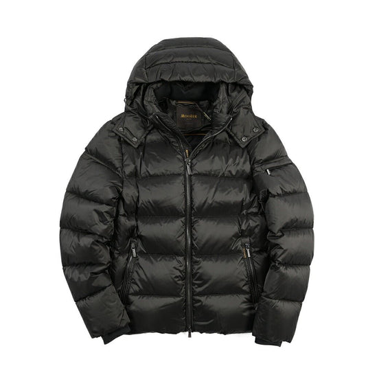 MOORER “BRETT-SH” ナイロン100% フード付きダウンジャケット / ACQUA RESISTANT(撥水) ブラック(ASFALTO) 42 | GUARDAROBA MILANO OFFICIAL STORE