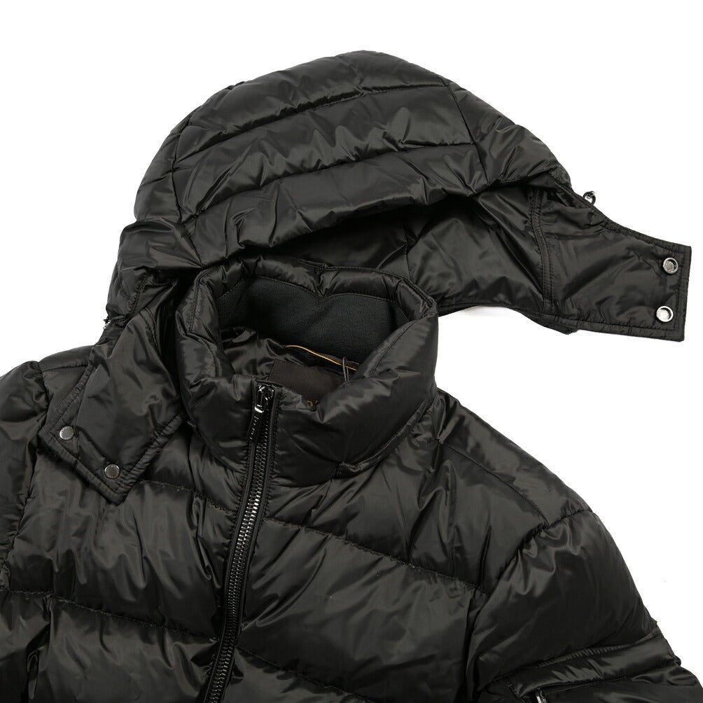 MOORER “BRETT-SH” ナイロン100% フード付きダウンジャケット / ACQUA RESISTANT(撥水) ブラック(ASFALTO) 42 | GUARDAROBA MILANO OFFICIAL STORE