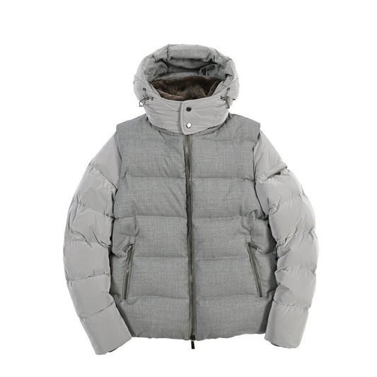 MOORER “CASCIANO-FUR-OSL” カシミヤ混ウール フード付き2WAYダウンジャケット グレー(TITANIO) 46 | GUARDAROBA MILANO OFFICIAL STORE