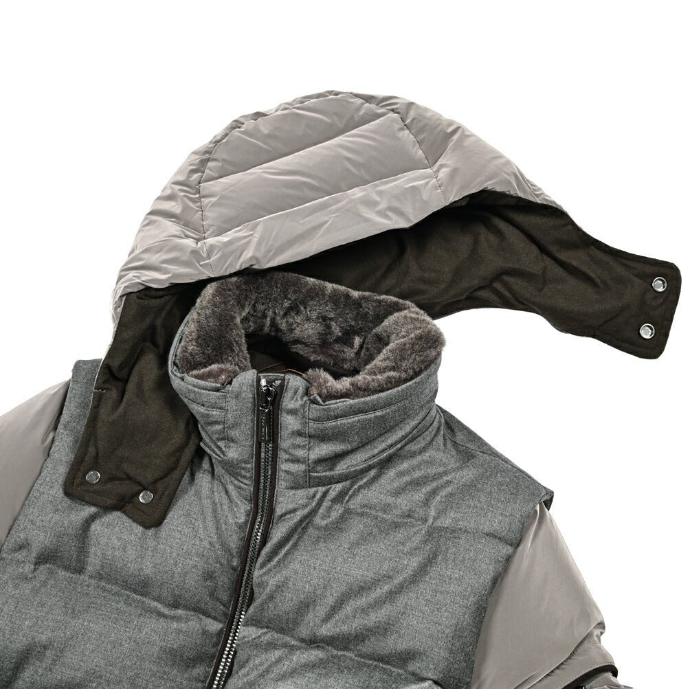 MOORER "CASCIANO - FUR - OSL" カシミヤ混ウール コンビダウンジャケット｜420308 - 50｜GUARDAROBA MILANO OFFICIAL STORE
