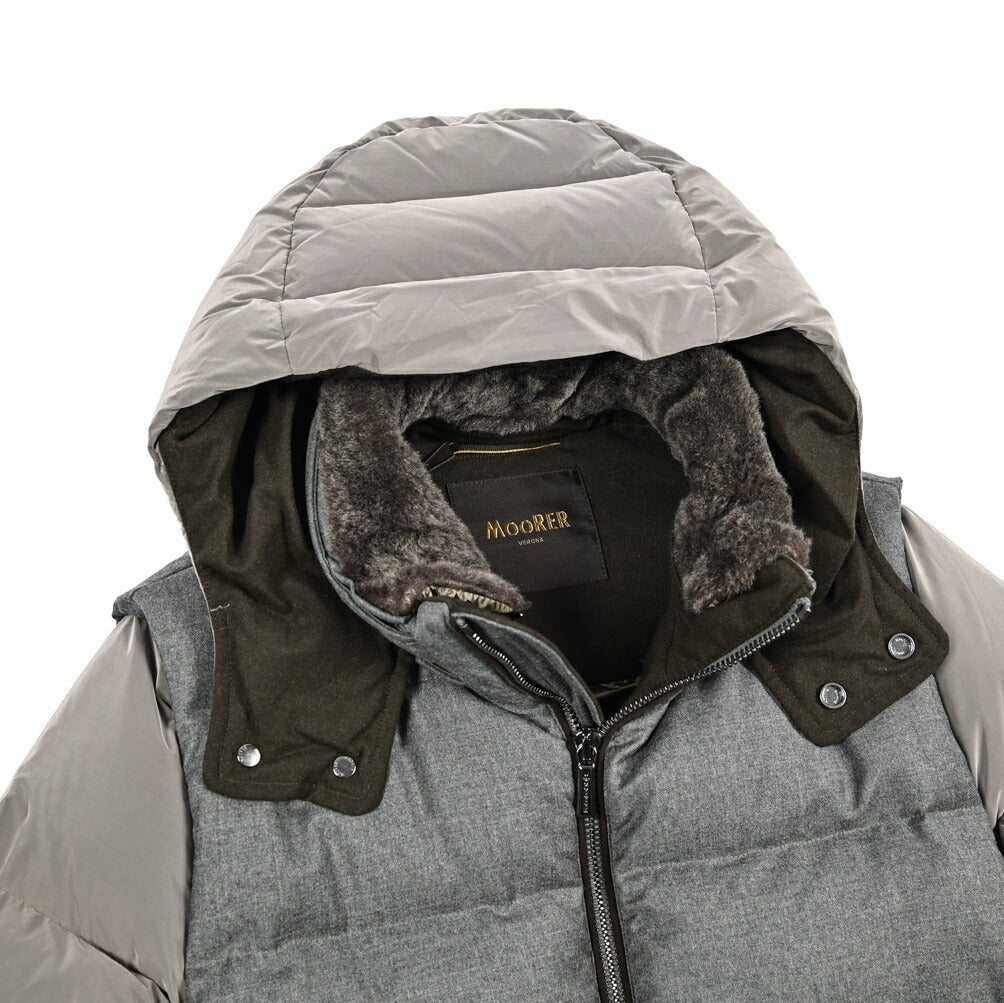 MOORER "CASCIANO - FUR - OSL" カシミヤ混ウール コンビダウンジャケット｜420308 - 50｜GUARDAROBA MILANO OFFICIAL STORE