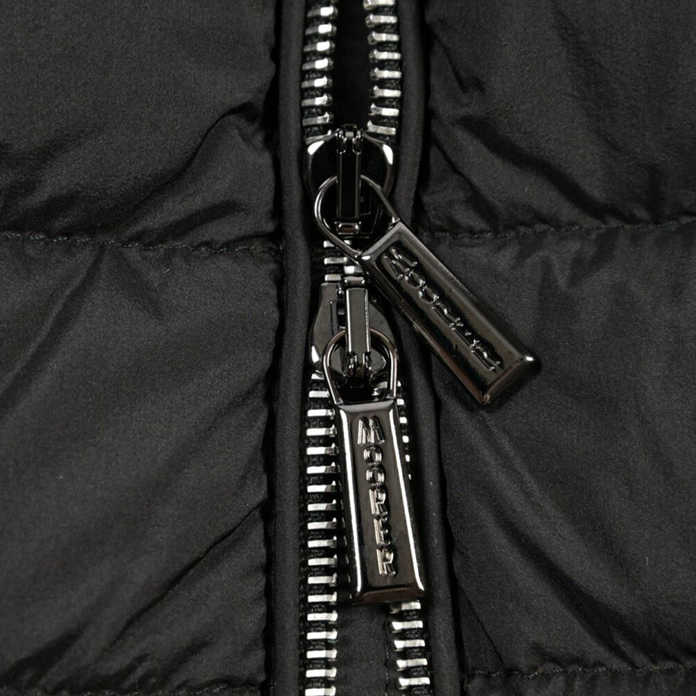 MOORER “CATALDI-S3” 高機能ストレッチナイロン フード付きダウンジャケット / ACQUA RESISTANT(撥水) ブラック(NERO) 42 | GUARDAROBA MILANO OFFICIAL STORE