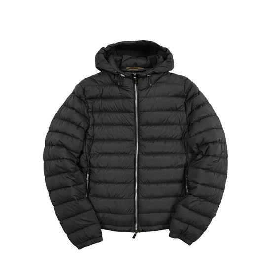 MOORER “CATALDI-S3” 高機能ストレッチナイロン フード付きダウンジャケット / ACQUA RESISTANT(撥水) ブラック(NERO) 42 | GUARDAROBA MILANO OFFICIAL STORE