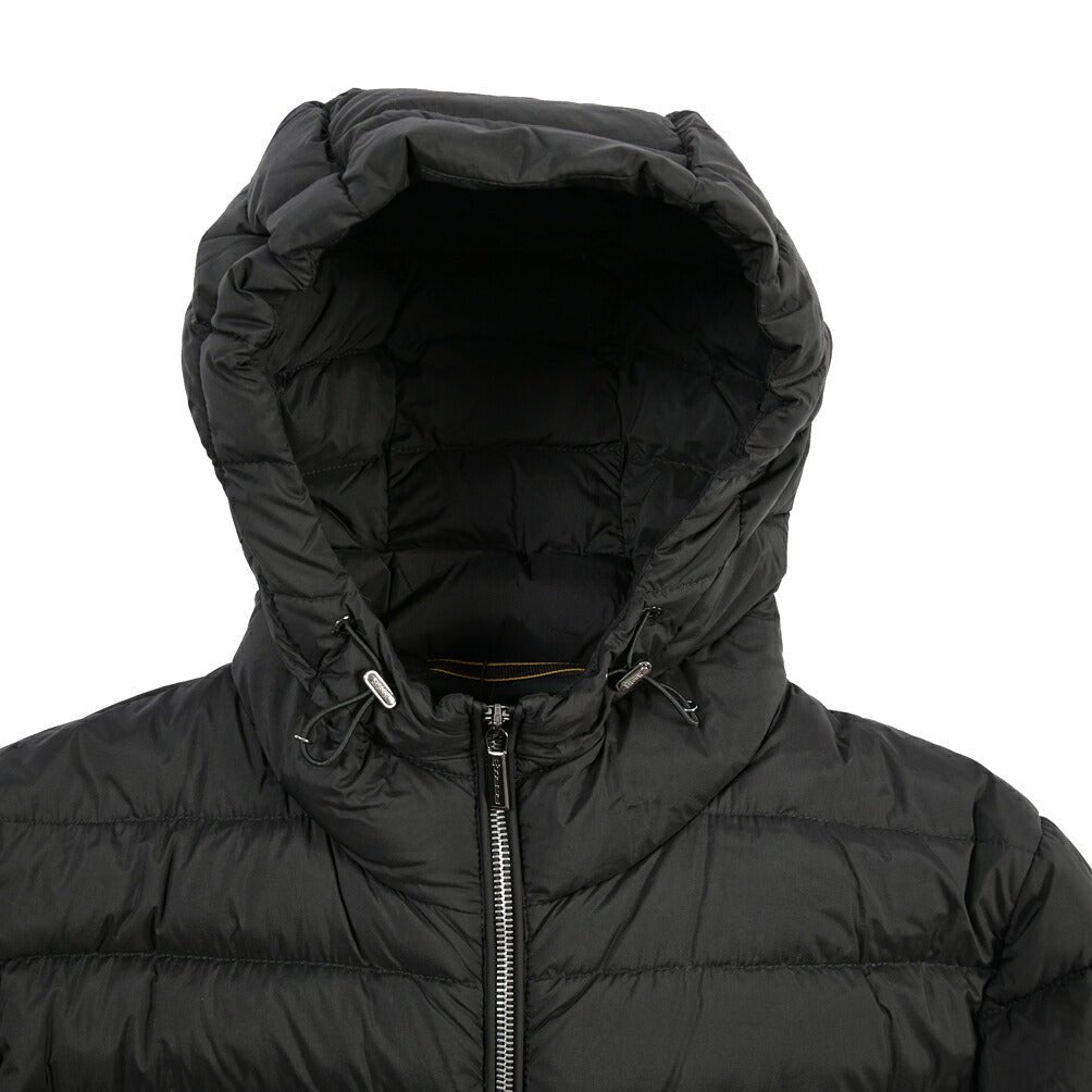 MOORER “CATALDI-S3” 高機能ストレッチナイロン フード付きダウンジャケット / ACQUA RESISTANT(撥水) ブラック(NERO) 42 | GUARDAROBA MILANO OFFICIAL STORE