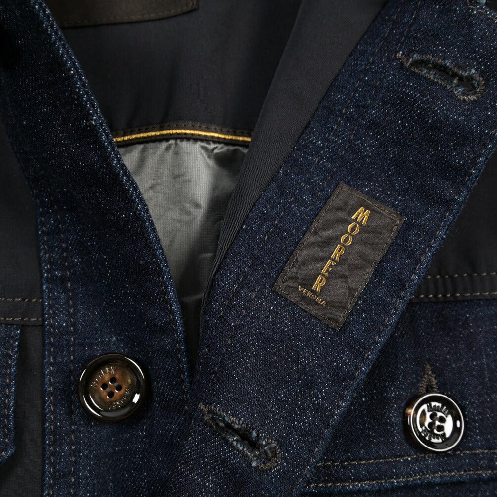 MOORER “DANTAS” デニム×ポリエステル トラックジャケット ネイビー(BLU) 46 | GUARDAROBA MILANO OFFICIAL STORE