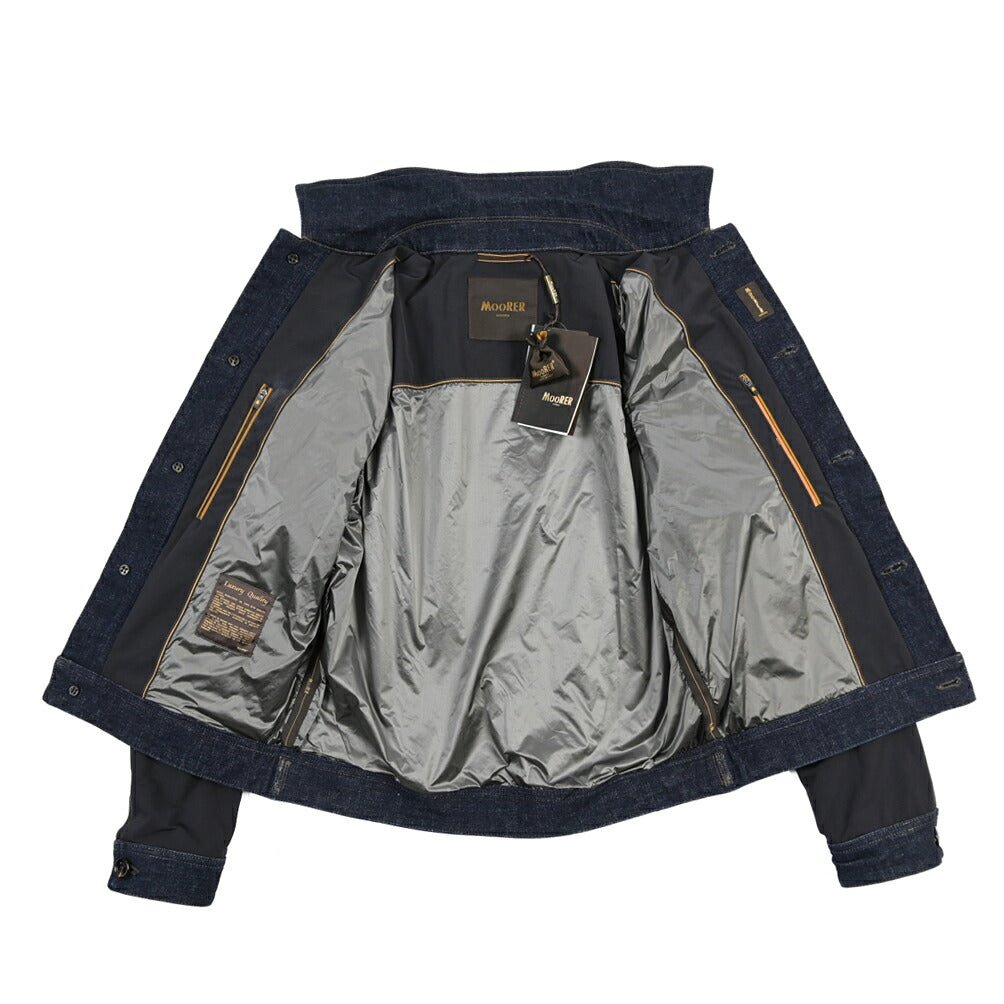 MOORER “DANTAS” デニム×ポリエステル トラックジャケット ネイビー(BLU) 46 | GUARDAROBA MILANO OFFICIAL STORE