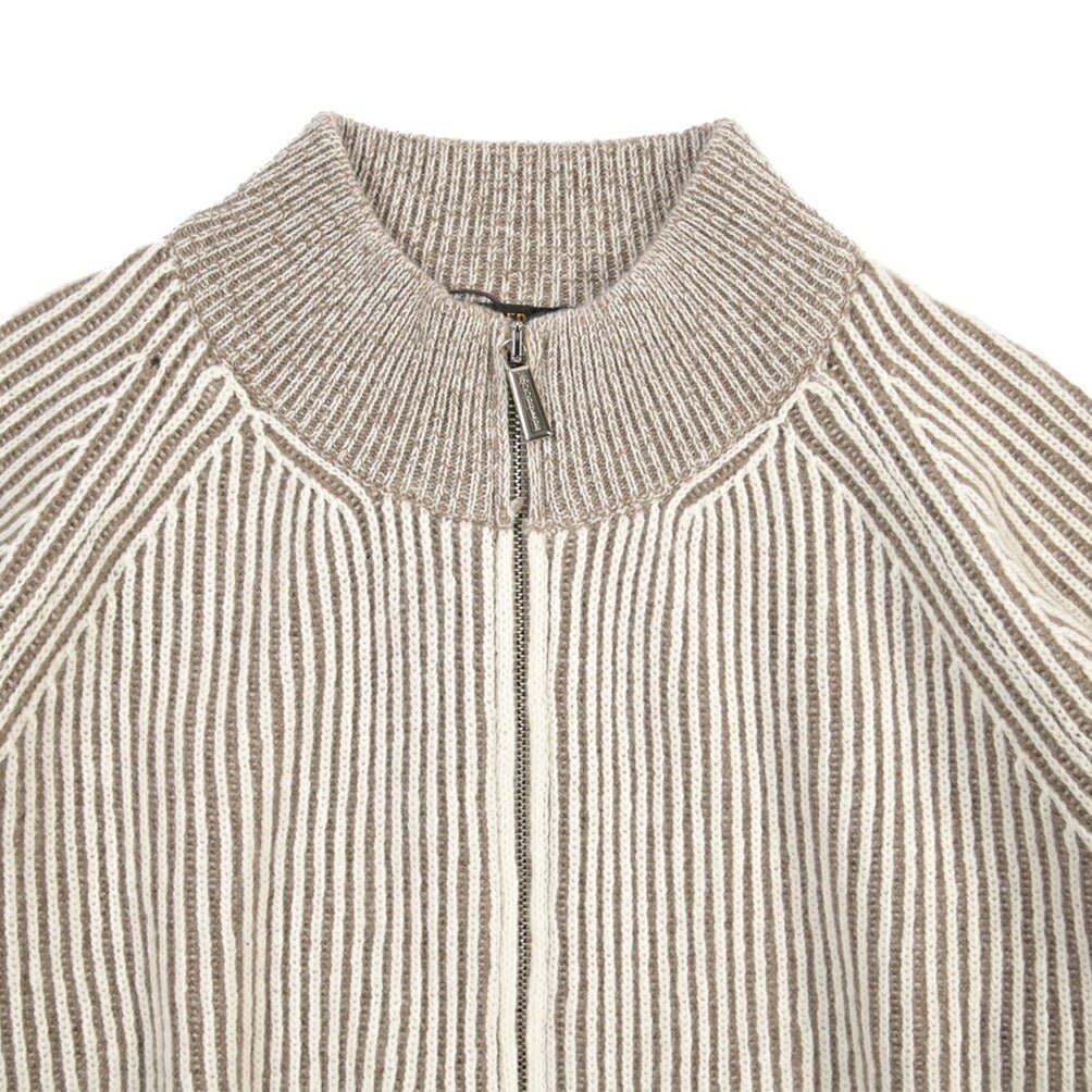 MOORER “DEAN-WSV” カシミヤ混ウール ジップアップニットカーディガン ベージュ(MILK 48 | GUARDAROBA MILANO OFFICIAL STORE