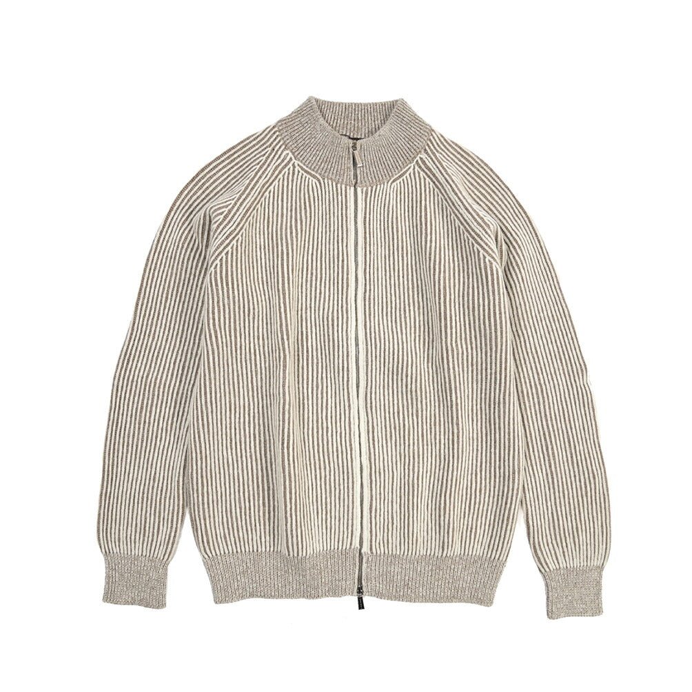 MOORER “DEAN-WSV” カシミヤ混ウール ジップアップニットカーディガン ベージュ(MILK 48 | GUARDAROBA MILANO OFFICIAL STORE