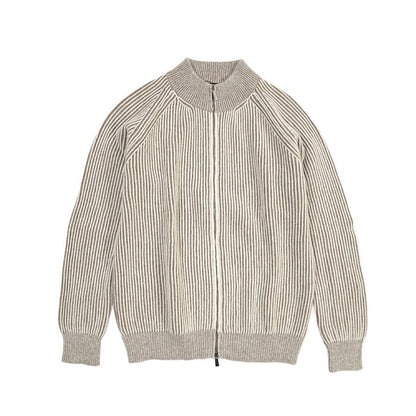MOORER “DEAN-WSV” カシミヤ混ウール ジップアップニットカーディガン ベージュ(MILK 48 | GUARDAROBA MILANO OFFICIAL STORE
