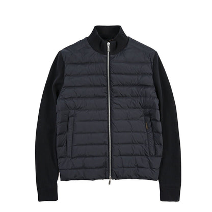 MOORER “DUNCAN-S3Z” 異素材コンビ スタンドカラーニットブルゾン ネイビー(DARK BLU) 46 | GUARDAROBA MILANO OFFICIAL STORE