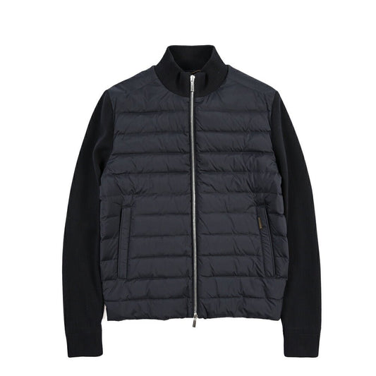 MOORER “DUNCAN-S3Z” 異素材コンビ スタンドカラーニットブルゾン ネイビー(DARK BLU) 46 | GUARDAROBA MILANO OFFICIAL STORE