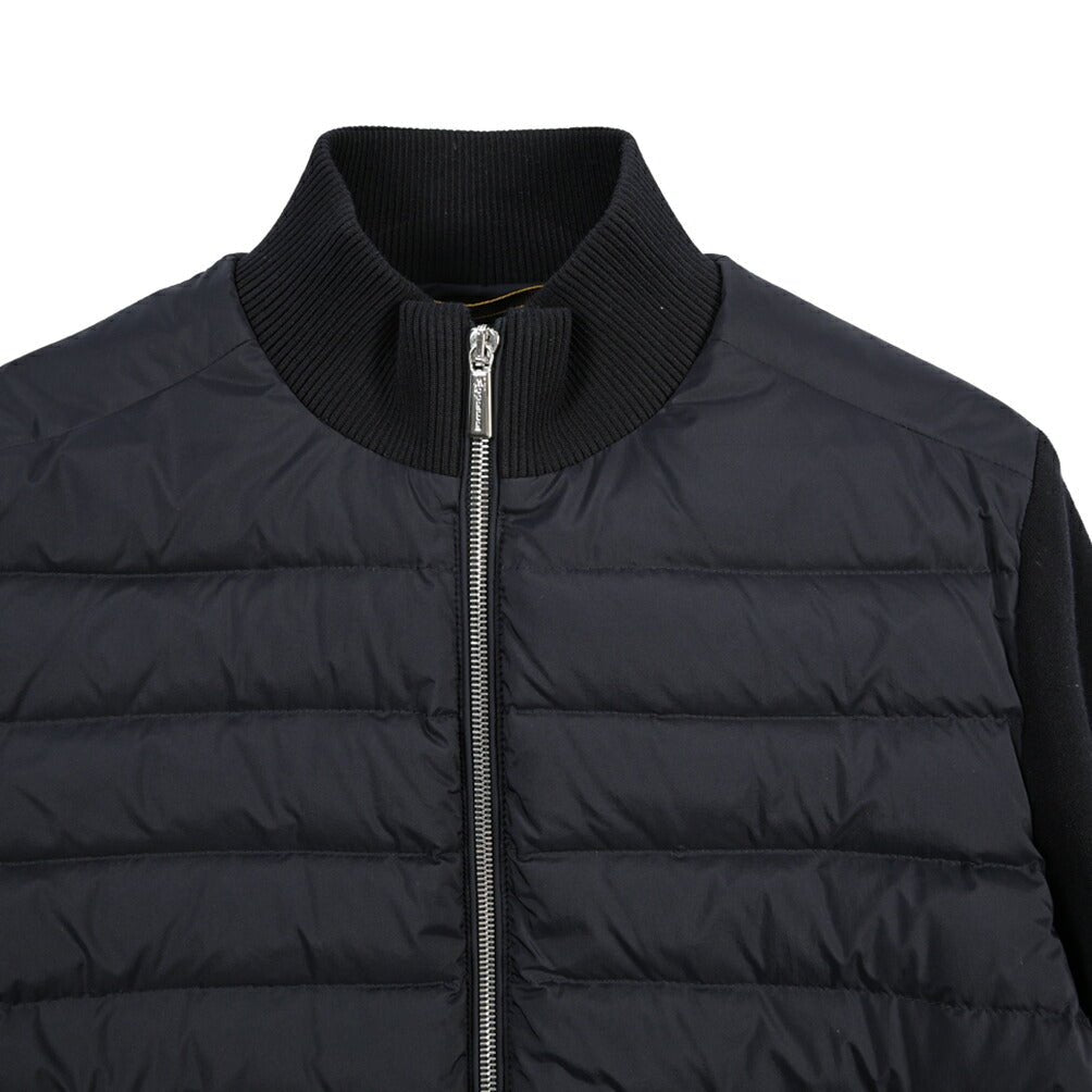 MOORER “DUNCAN-S3Z” 異素材コンビ スタンドカラーニットブルゾン ネイビー(DARK BLU) 46 | GUARDAROBA MILANO OFFICIAL STORE