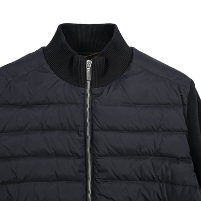 MOORER “DUNCAN-S3Z” 異素材コンビ スタンドカラーニットブルゾン ネイビー(DARK BLU) 46 | GUARDAROBA MILANO OFFICIAL STORE