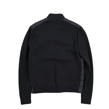 MOORER “DUNCAN-S3Z” 異素材コンビ スタンドカラーニットブルゾン ネイビー(DARK BLU) 46 | GUARDAROBA MILANO OFFICIAL STORE