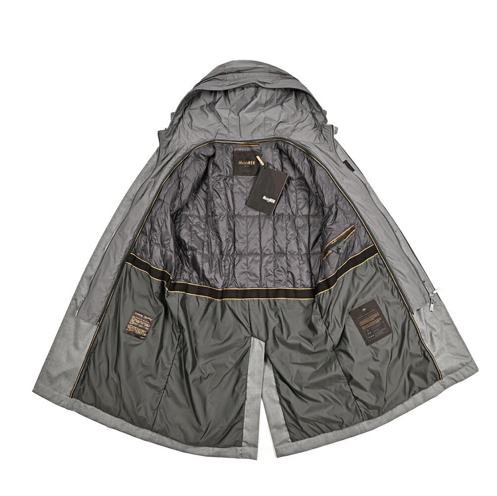 MOORER EDWIN - L5 シルク混ウール フード付きダウンステンカラーコート / ACQUA RESISTANT(撥水)｜436835｜GUARDAROBA MILANO OFFICIAL STORE