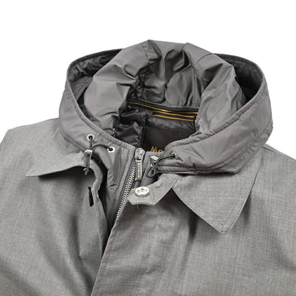 MOORER EDWIN - L5 シルク混ウール フード付きダウンステンカラーコート / ACQUA RESISTANT(撥水)｜436835｜GUARDAROBA MILANO OFFICIAL STORE