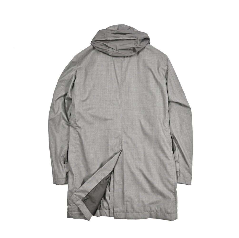 MOORER EDWIN - L5 シルク混ウール フード付きダウンステンカラーコート / ACQUA RESISTANT(撥水)｜436835｜GUARDAROBA MILANO OFFICIAL STORE