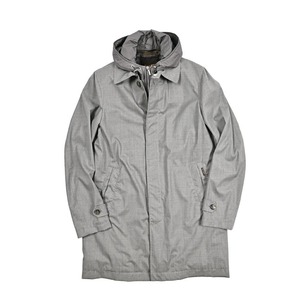 MOORER EDWIN - L5 シルク混ウール フード付きダウンステンカラーコート / ACQUA RESISTANT(撥水)｜436835｜GUARDAROBA MILANO OFFICIAL STORE