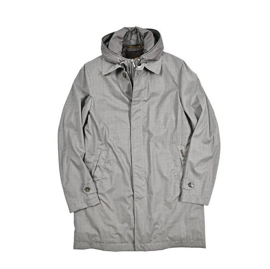 MOORER EDWIN - L5 シルク混ウール フード付きダウンステンカラーコート / ACQUA RESISTANT(撥水)｜436835｜GUARDAROBA MILANO OFFICIAL STORE