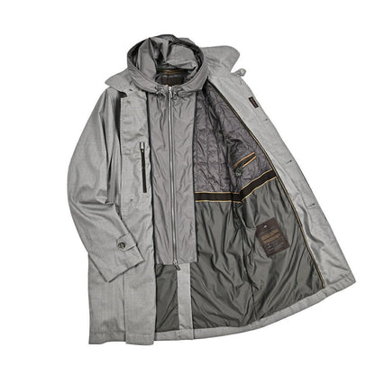 MOORER EDWIN - L5 シルク混ウール フード付きダウンステンカラーコート / ACQUA RESISTANT(撥水)｜436835｜GUARDAROBA MILANO OFFICIAL STORE