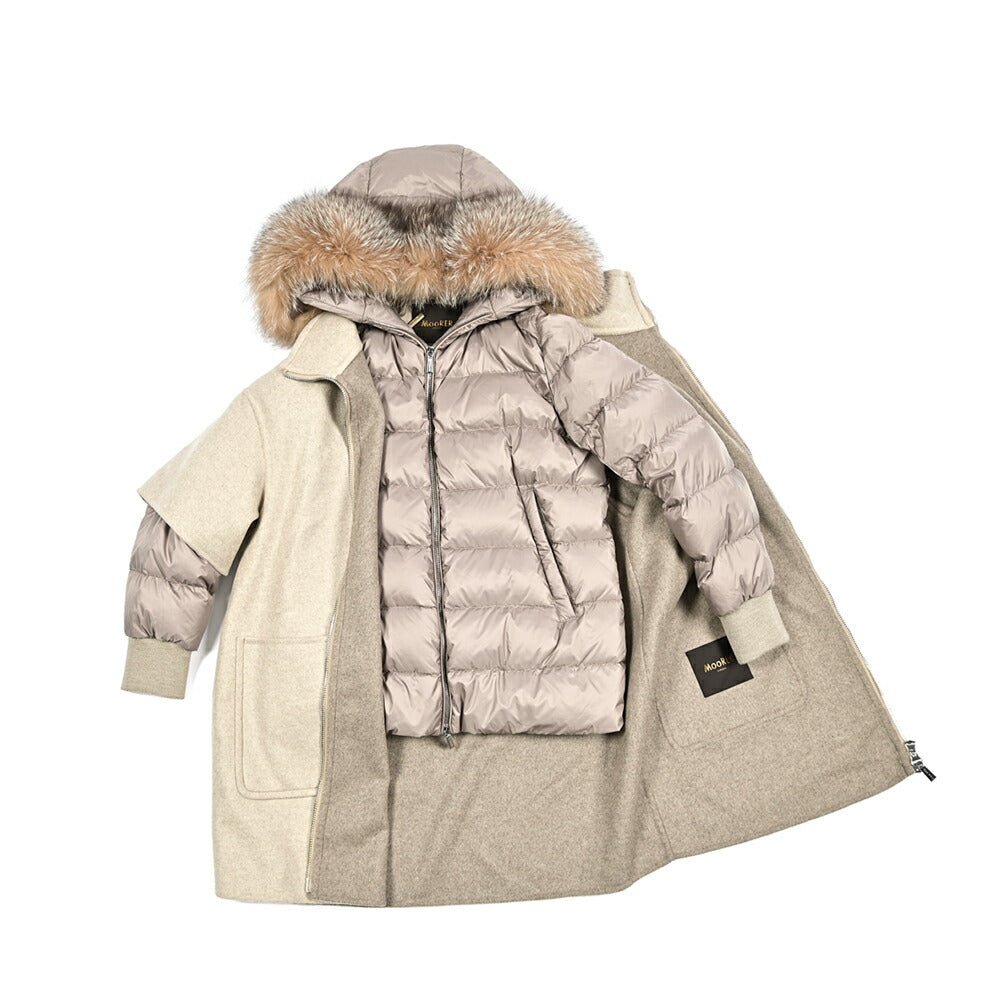 《レディース》MOORER "FABULA - CZI" 2WAY ファーフード付きカシミヤダウンコート｜420401｜GUARDAROBA MILANO OFFICIAL STORE