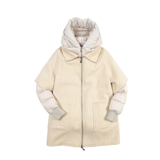 MOORER “FABULA-Y” カシミヤ100% フーディー3WAYダウンコート / レディース ライトベージュ(SABBIA) 40 | GUARDAROBA MILANO OFFICIAL STORE