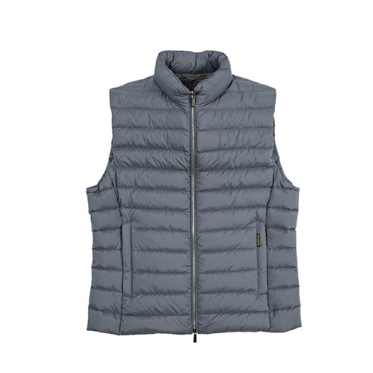 MOORER “FERRI-STP” 高機能ストレッチナイロン ウルトラライトダウンベスト / ACQUA RESISTANT (撥水) ブルーグレー(CHAMBRAY) 48 | GUARDAROBA MILANO OFFICIAL STORE