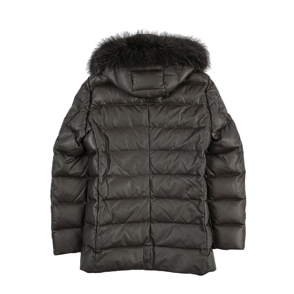 MOORER “FLORIO-FUR PE” レザー100% ファーフーディースタンドカラーダウンコート ブラウン(MORO) 48 | GUARDAROBA MILANO OFFICIAL STORE