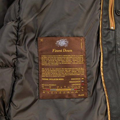 MOORER “FLORIO-FUR PE” レザー100% ファーフーディースタンドカラーダウンコート ブラウン(MORO) 48 | GUARDAROBA MILANO OFFICIAL STORE
