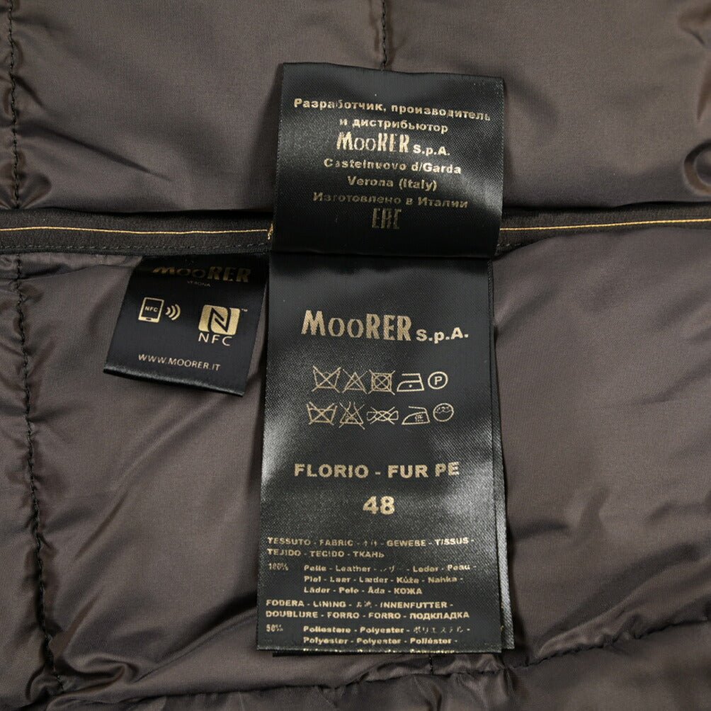 MOORER “FLORIO-FUR PE” レザー100% ファーフーディースタンドカラーダウンコート ブラウン(MORO) 48 | GUARDAROBA MILANO OFFICIAL STORE