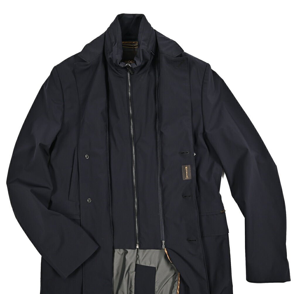 MOORER GIROLAMO - KN ストレッチナイロン 着脱可能フロントライナー付きチェスターコート / ACQUA RESISTANT(撥水)｜436054｜GUARDAROBA MILANO OFFICIAL STORE