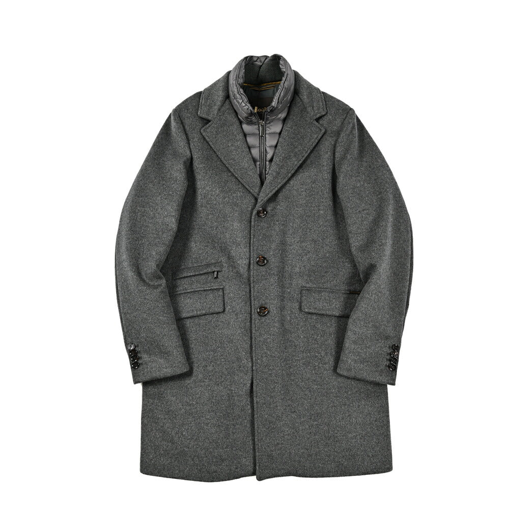 MOORER "HARRIS - LE" カシミヤ混ウール 3Bシングルダウンチェスターコート (着脱可能ライナー付き)｜417791｜GUARDAROBA MILANO OFFICIAL STORE