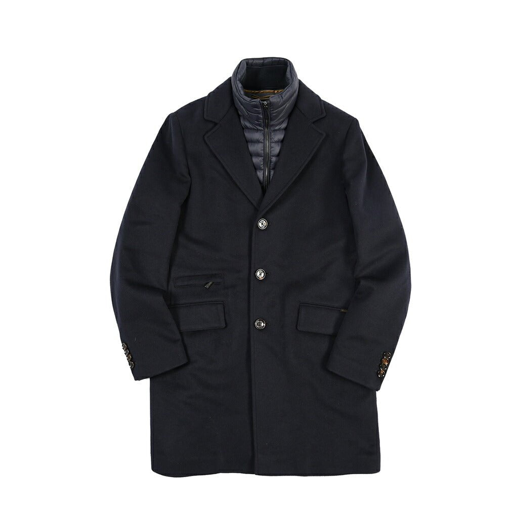 MOORERチェスターコート カシミア100%Harris-Tl 52グレー MOORER ムーレー / HARRIS-TI カシミヤ100% 着脱可能ライナー付き3B