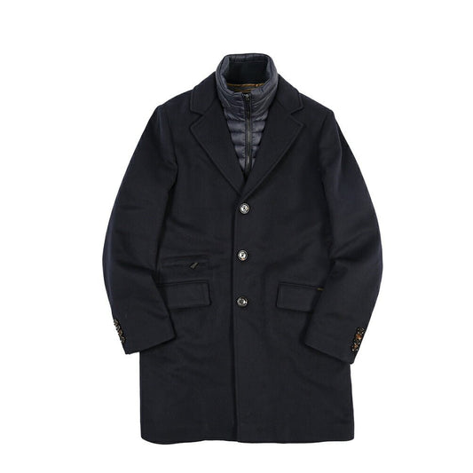 MOORER “HARRIS-TI” カシミヤ100% 着脱可能ライナー付き3Bシングルダウンチェスターコート ネイビー(BLU SCURO) 46 | GUARDAROBA MILANO OFFICIAL STORE