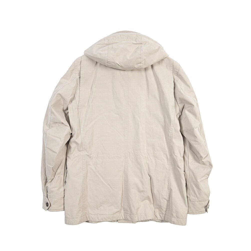 MOORER “ISACCO-S1” コットンギャバジン フード付きダウンジャケット / ACQUA RESISTANT(撥水) ベージュ(AVORIO) 48 | GUARDAROBA MILANO OFFICIAL STORE