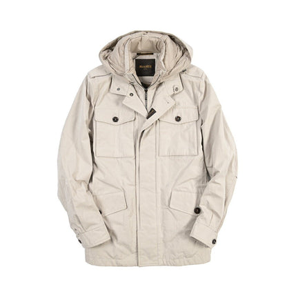 MOORER “ISACCO-S1” コットンギャバジン フード付きダウンジャケット / ACQUA RESISTANT(撥水) ベージュ(AVORIO) 48 | GUARDAROBA MILANO OFFICIAL STORE