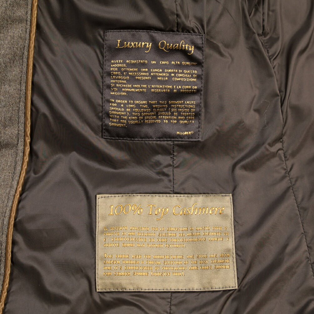 MOORER “MERAK-IL” カシミヤ100% ファーフード付きスタンドカラーダウンコート / レディース ブラウン(NUT) 40 | GUARDAROBA MILANO OFFICIAL STORE