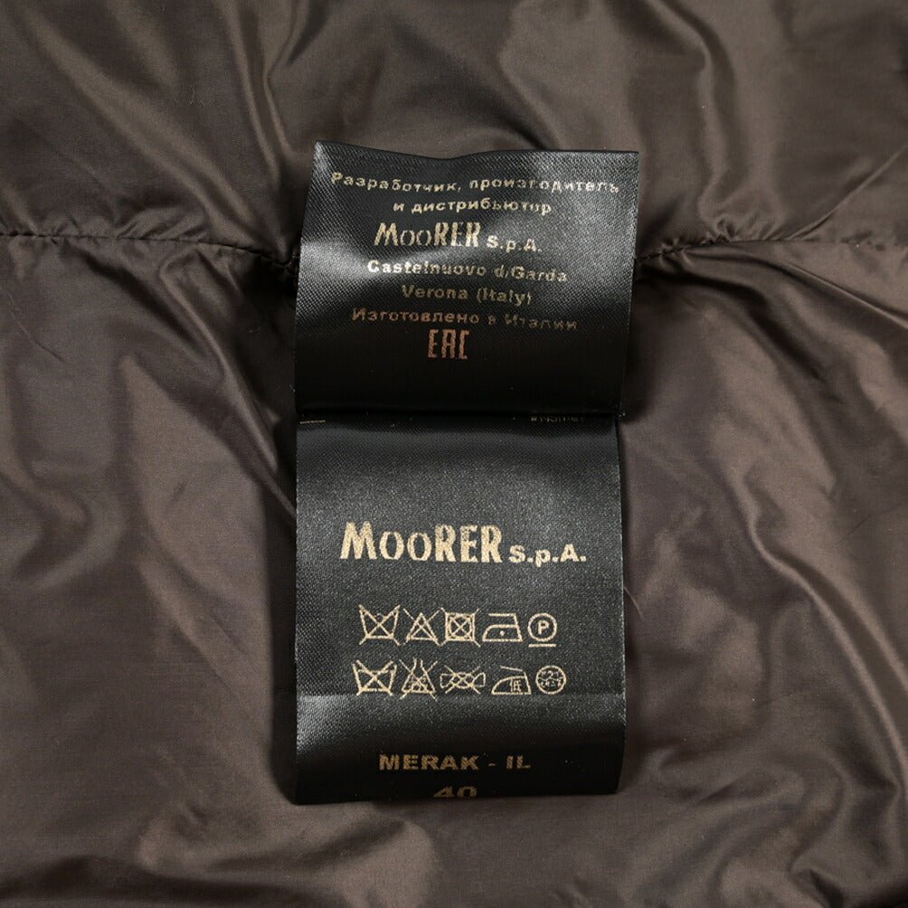 MOORER “MERAK-IL” カシミヤ100% ファーフード付きスタンドカラーダウンコート / レディース ブラウン(NUT) 40 | GUARDAROBA MILANO OFFICIAL STORE